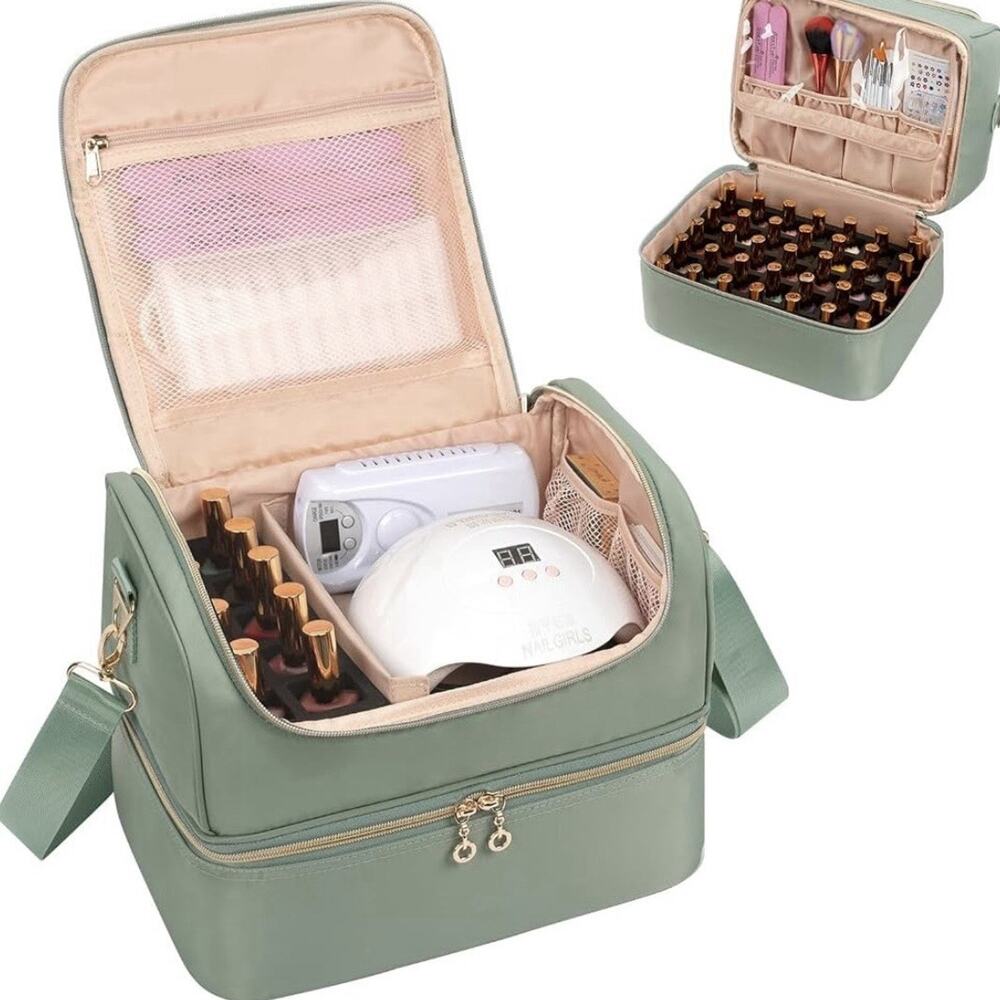 Nail Polish Organizer Case, Nail Supplies Storage Box Holds 45 Bottles Nail P...